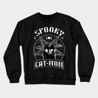 Spooky Cat Mom - Goth Halloween Retro Vintage Crewneck Sweatshirt